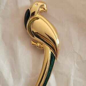 Vintage signed Liz Claiborne Parrot brooch